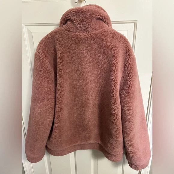 Elodie Faux Sherling Sherpa Teddy Lined Coat Mauve Pink Rose Size Large EUC - Picture 6 of 6